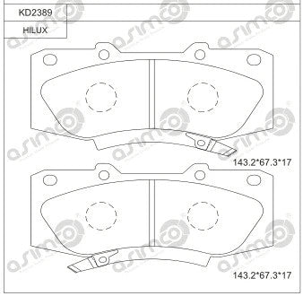 ASIMCO 2007-2016 Toyota Hilux Brake Pads Front KD2389