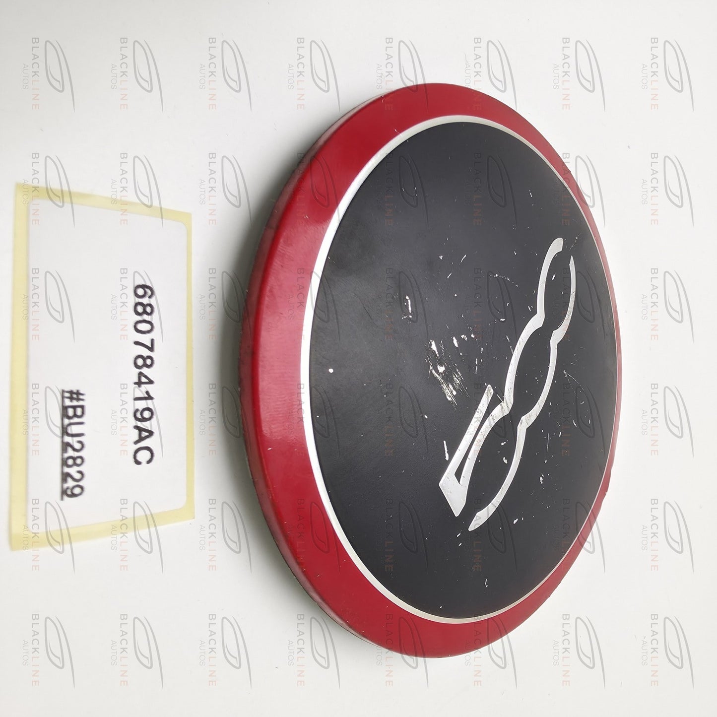 2012-2019 Fiat 500 Wheel Center Cap Black and Red 68078419AC