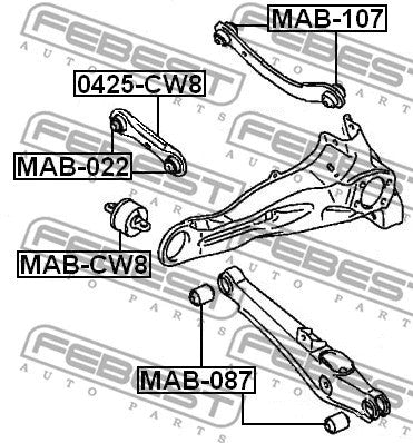 FEBEST 2007-2012 Dodge Caliber Rear Trailing Arm Bushing MAB-CW8
