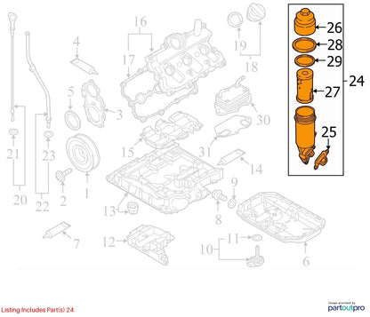 2008-2015 Audi/VW 3.0 V6 Engine Oil Filter Housing Used OEM 06E115405C