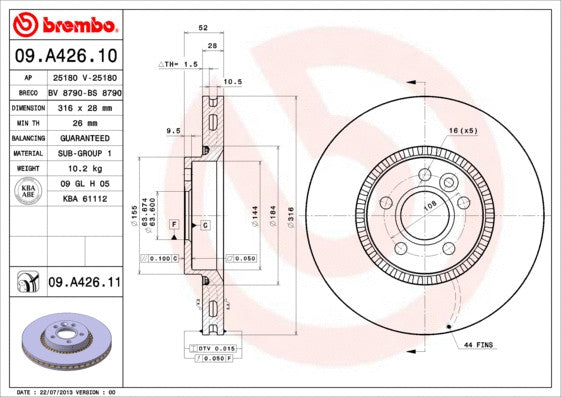 BREMBO Disc Brake Rotor 09A42611