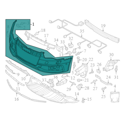 2013 Audi A6 Quattro Front Bumper Cover Used OEM 4G0807065CGRU