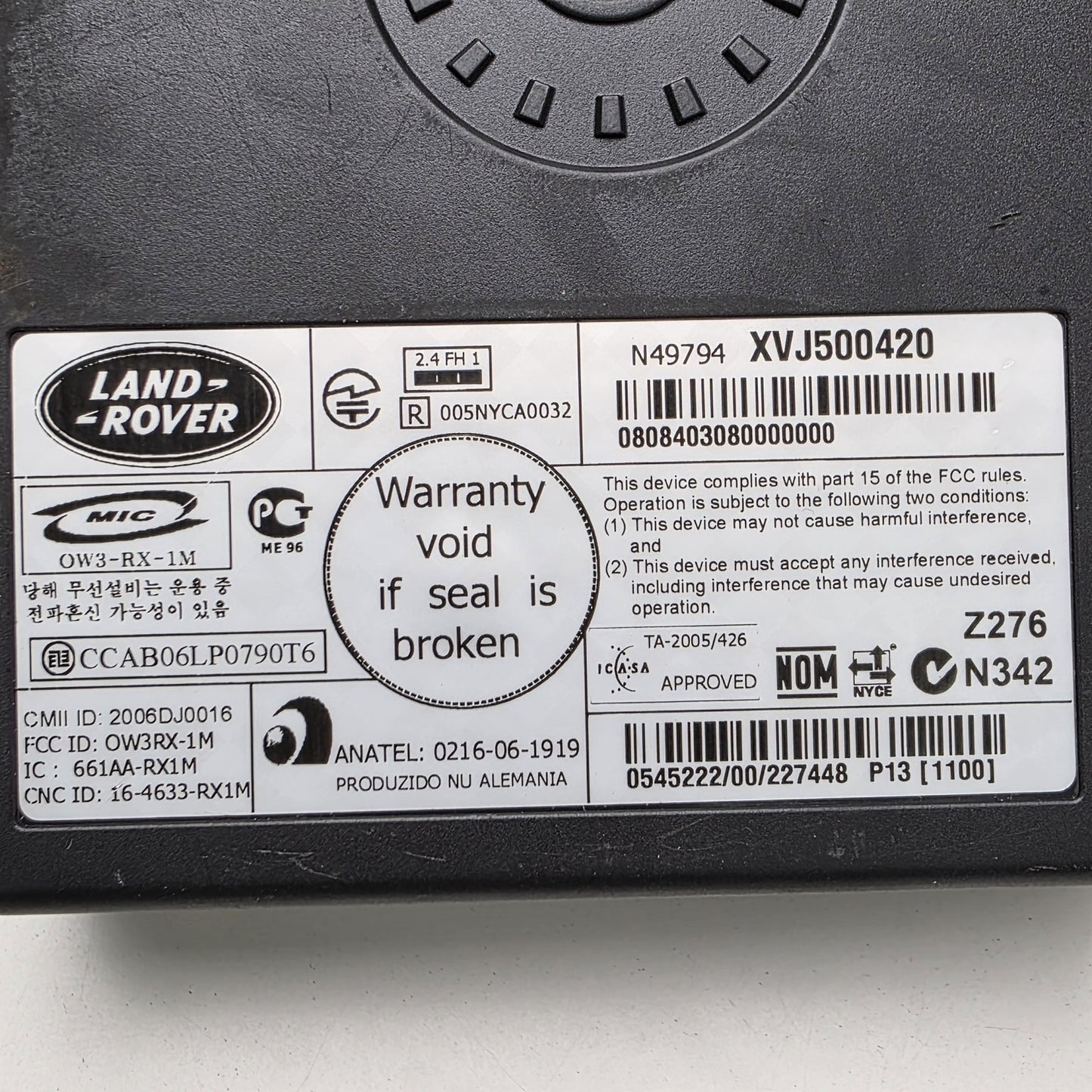 2005-2009 Land Rover Range Rover L322 MODULE - PHONE CONTROL XVJ500420