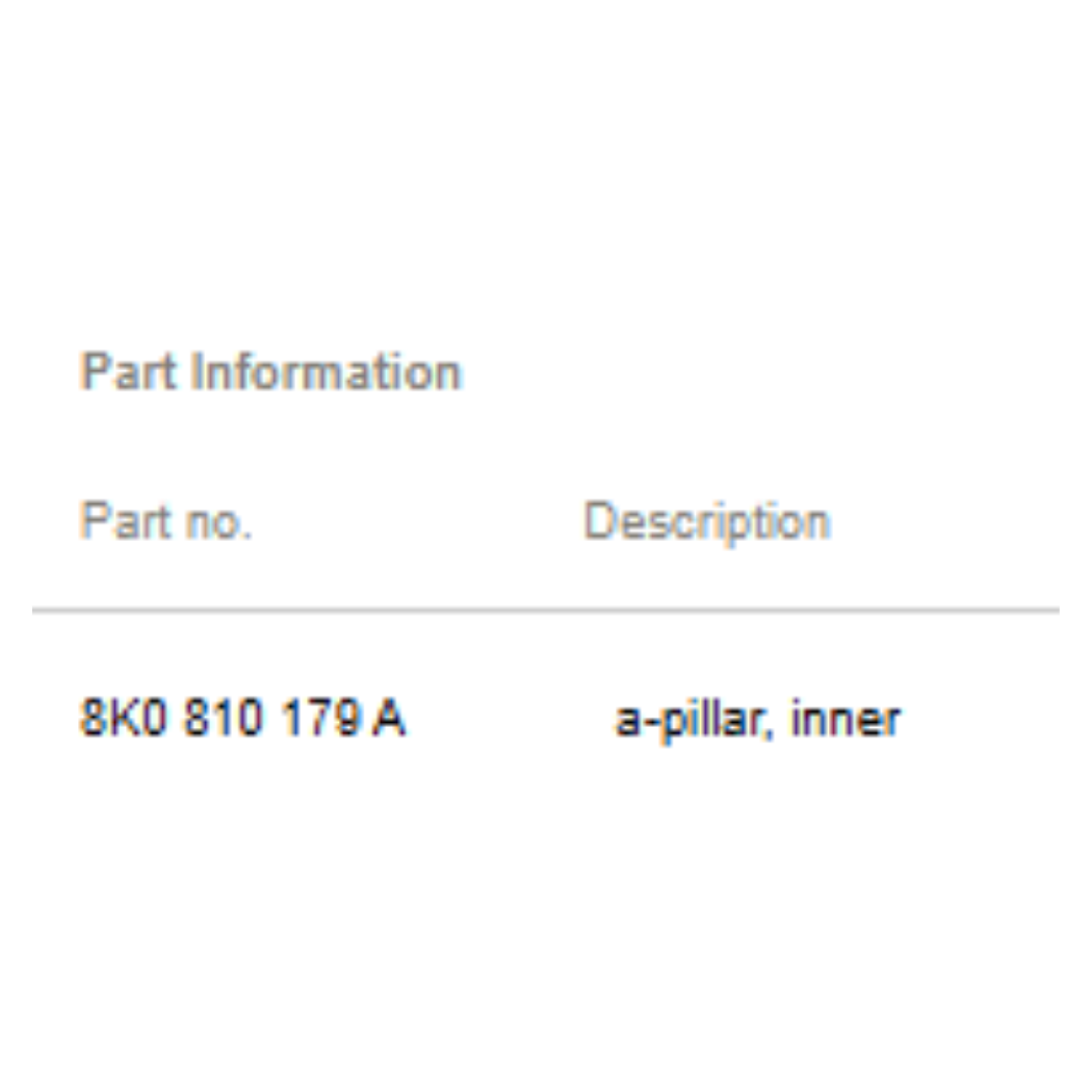2009–2015 Audi A4 A-Pillar Inner Left Upper Used OEM 8K0810179A