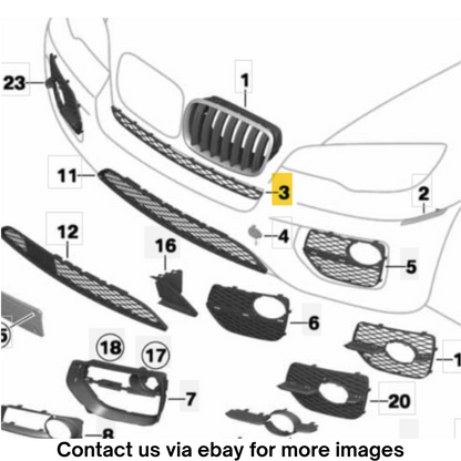 2012 BMW X6 Front Upper Center Bumper Grille Used OEM 51117159597