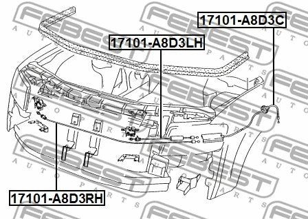 FEBEST 2003-2010 Audi S8 Bonnet Cable 17101-A8D3RH