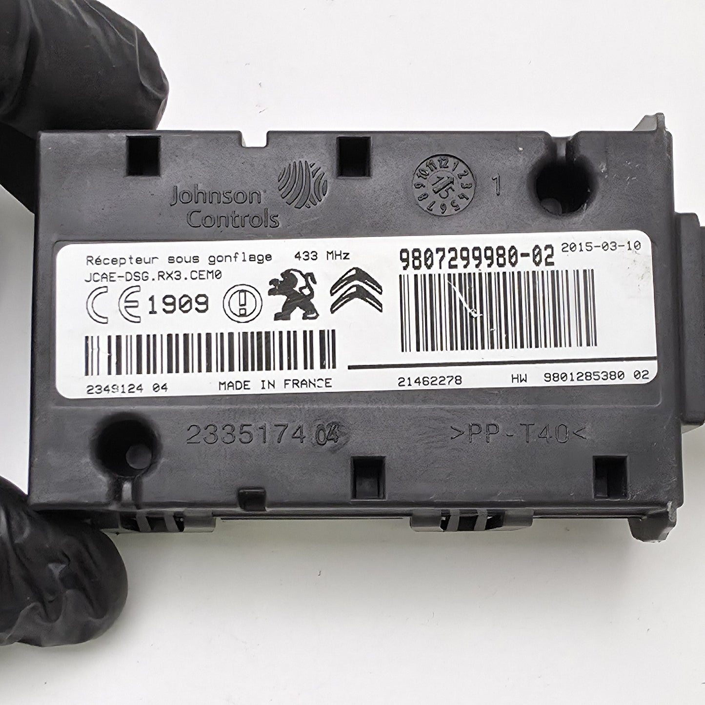 2009 Peugeot 5008 TYRE PRESSURE CONTROL MODULE 9807299980