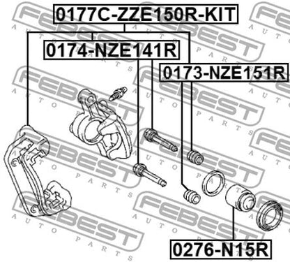 FEBEST 13-19 Toyota Rear Brake Caliper Bracket Carrier Set 0177C-ZZE150R-KIT