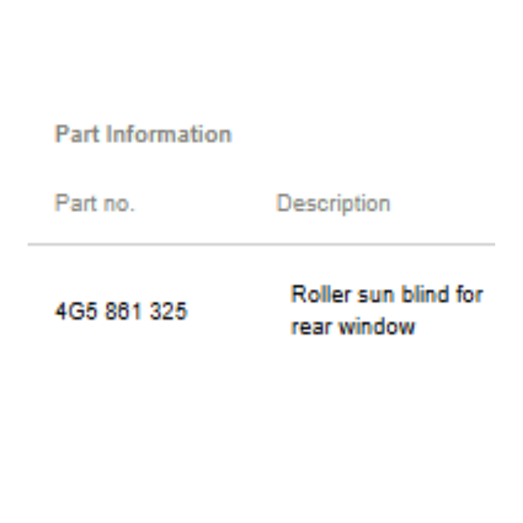 2012–2015 Audi A6 Rear Window Roller Sun Blind Used OEM 4G5861325