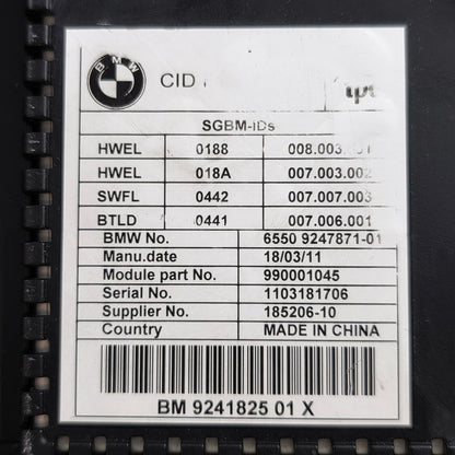 2010-2013 BMW 5 Series F11 CENTRAL INFORMATION DISPLAY SCREEN 9241825