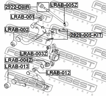 Febest 14-16 Land Rover Discovery Camber Adjusting Bolt Kit 2929-005-KIT