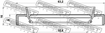 FEBEST 2007-2019 Toyota Corolla Drive Shaft Oil Seal 34x63x9x16 95HBY-34630915L