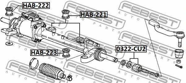 FEBEST 2009-2015 Acura TSX Steering Rack Bushing HAB-222