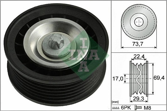 INA Mercedes-Benz Deflection/Guide Pulley V-Ribbed Belt 532078410
