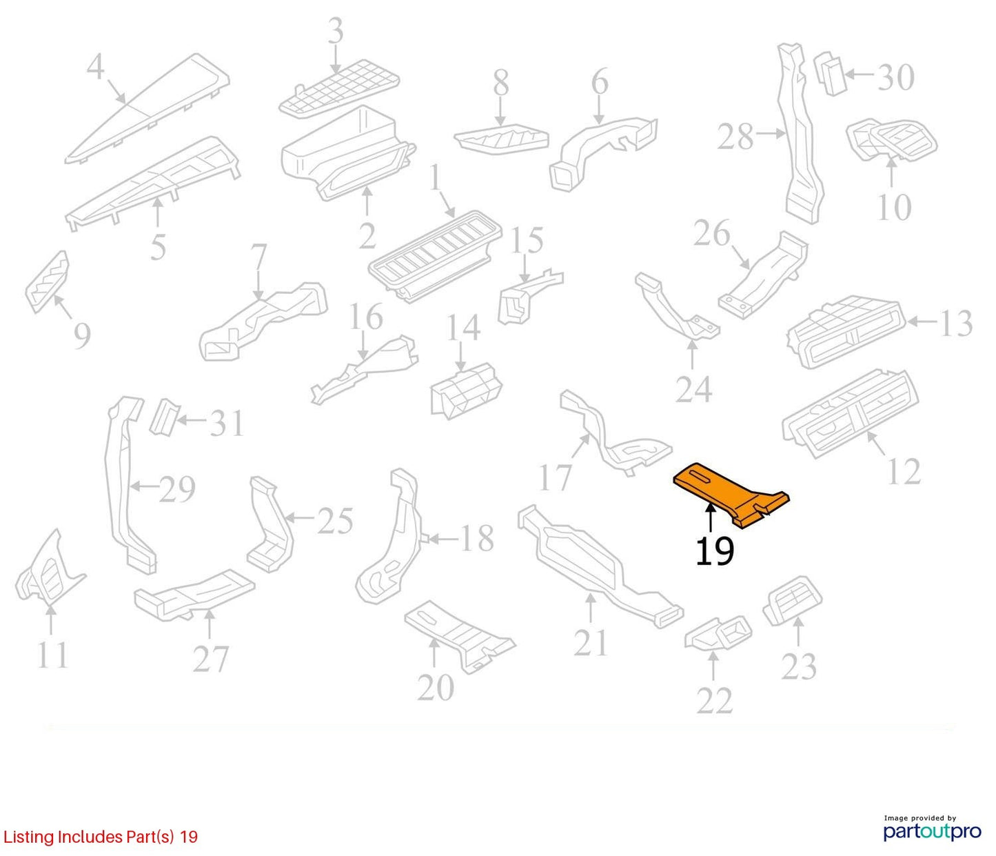2012-2018 Audi A6 Dashboard Air Guide Channel Used OEM 4G0819802A