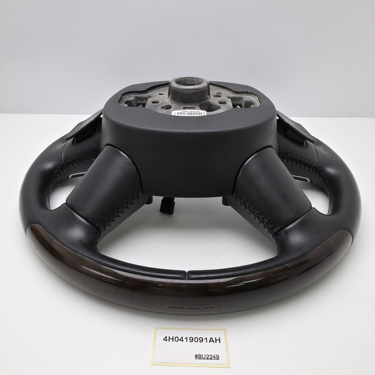 2014-2017 Audi A8 D4 Leather Wood Steering Wheel with Shift Paddles 4H0419091AH