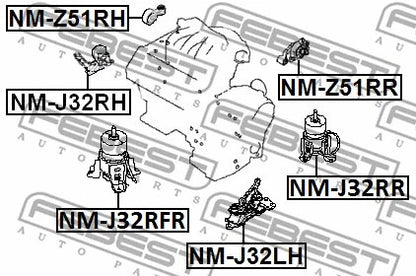 FEBEST 2009-2017 Nissan Maxima Front Engine Mount (Hydro) NM-J32RFR