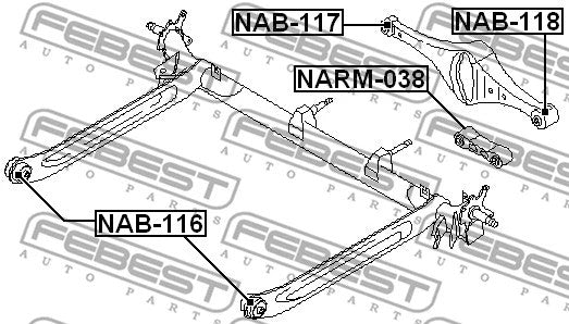 FEBEST 1999-2004 INFINITI I30 Rear Arm Bushing NAB-118