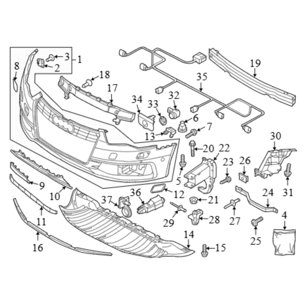 2013 Audi A6 Quattro Front Bumper Cover Used OEM 4G0807065CGRU