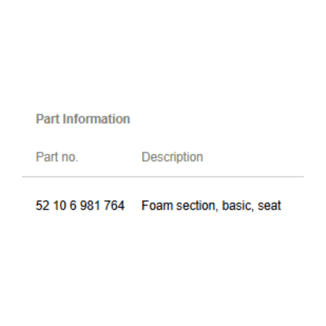 2013 BMW 520i F10 Seat Base Foam Section Basic Used OEM 52106981764