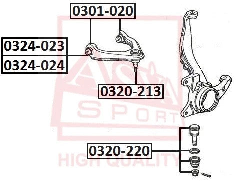 Febest 90-93 Honda Accord Ball Joint Front Upper Arm 0320-213