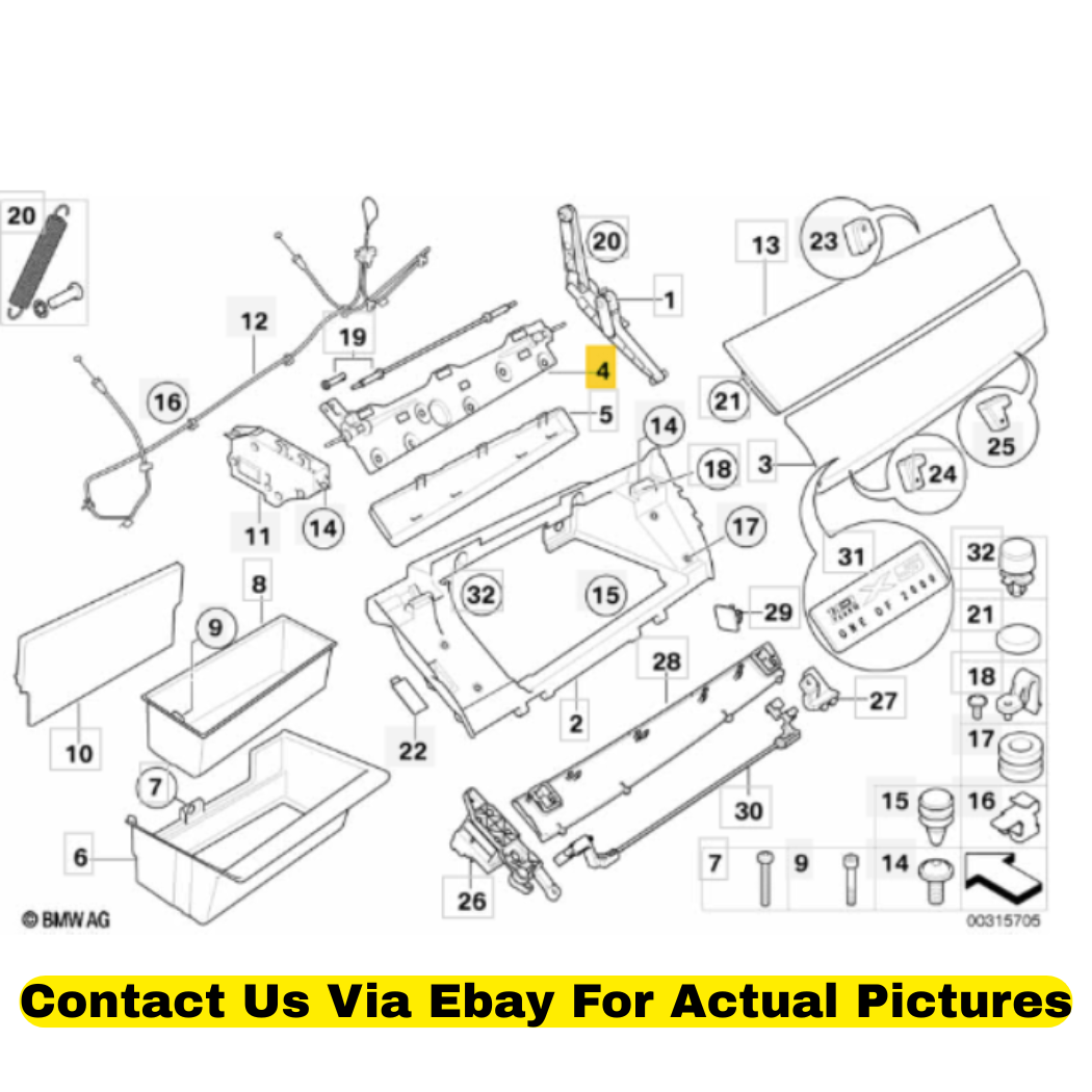 2012 BMW X6 Glovebox Hinge & Cover Used OEM 51169114127/51169117141