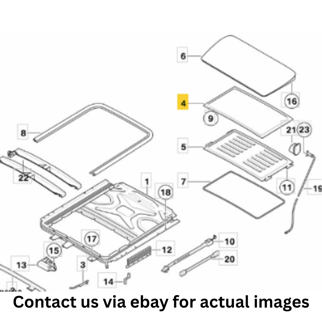 BMW Cover Frame + Sliding Headliner + Glass Cover Set Used OEM 54137033531