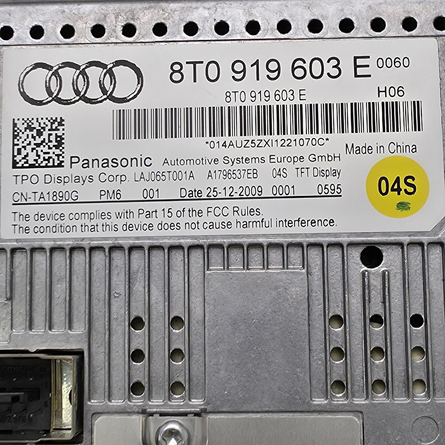 2008-2017 Audi A4 INFO DISPLAY SCREEN 8T0919603E