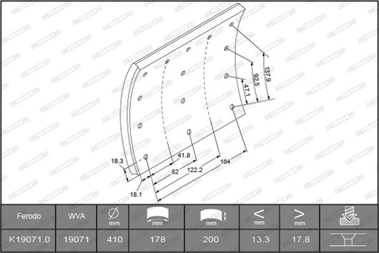 FERODO Brake Lining Kit, Drum Brake K19071.0-F3660