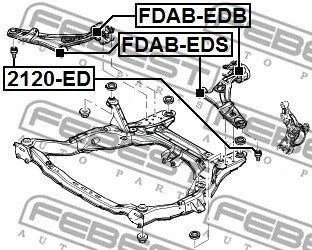 FEBEST 2007-2014 Ford Edge Rear Bushing Front Lower Control Arm Hydro FDAB-EDB