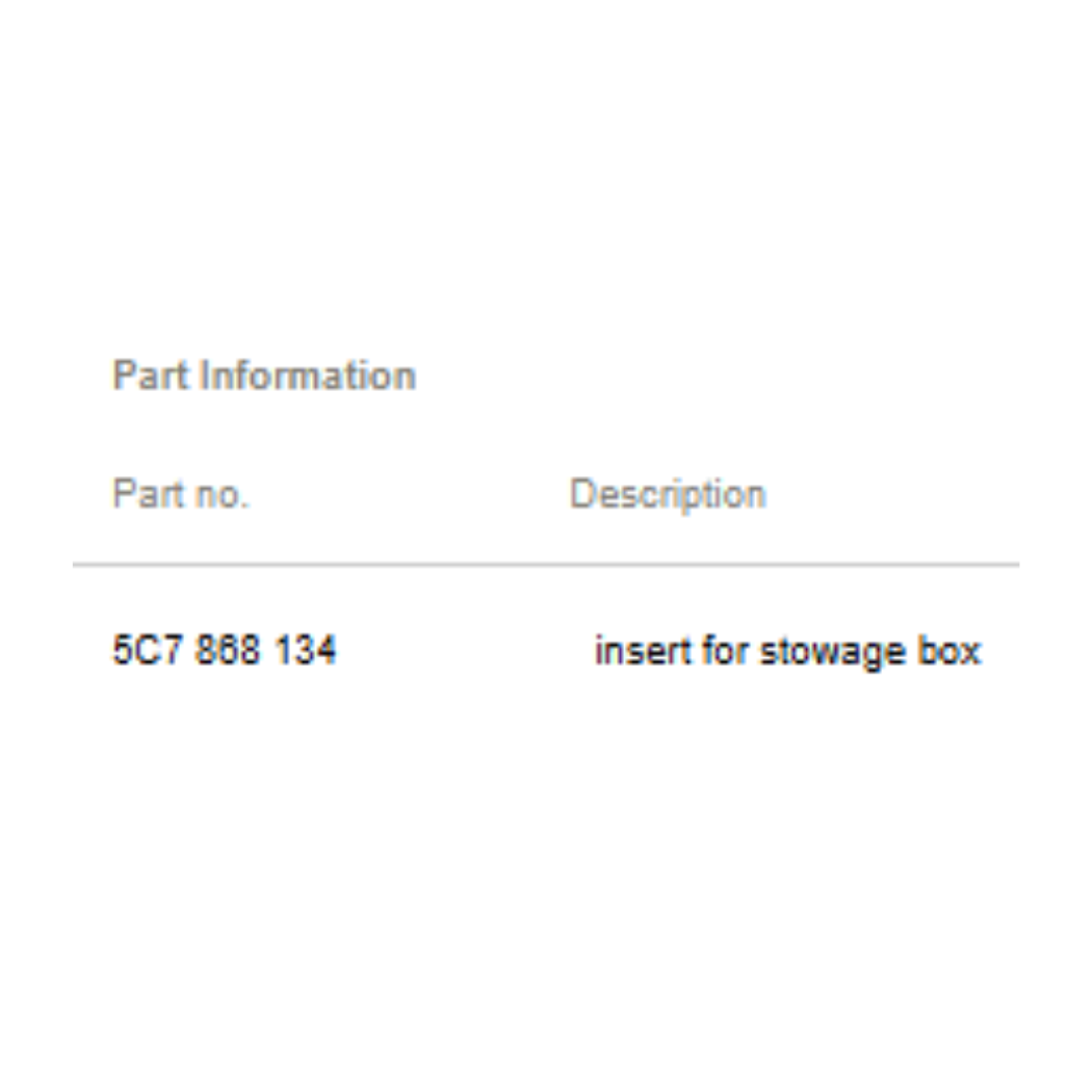 2011–2015 VW Jetta Insert for Stowage Box Right Used OEM 5C7868134