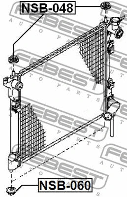 FEBEST 2002-2022 Nissan X-Trail Mount Rubber Radiator NSB-048