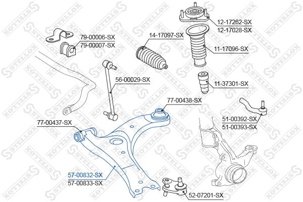 STELLOX 08-18 Toyota Prius Suspension Lower Left Control Arm w/Bush 4806912300