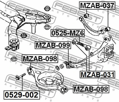 FEBEST 2003-2008 Mazda 6 Rear Trailing Arm Bushing MZAB-099