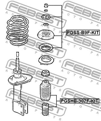 Febest Boot With Jounce Bumper Front Shock Absorber Kit PGSHB-307F-KIT