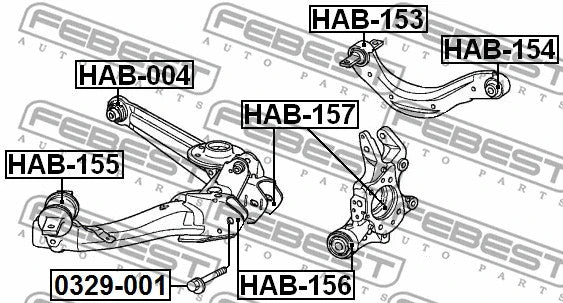 FEBEST 2001-2006 Honda Civic Rear Upper Control Arm Bushing HAB-153
