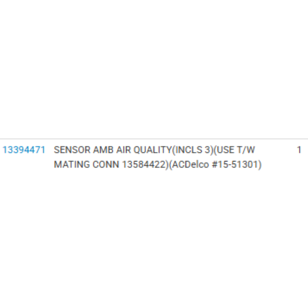 2018 Cadillac CTS Ambient Air Quality Sensor Used OEM 13394471