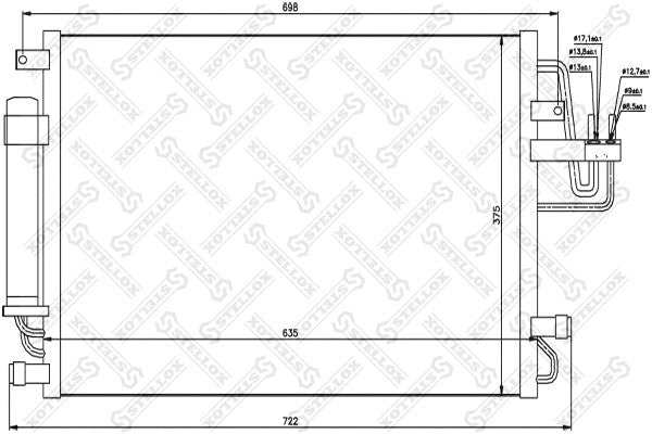 STELLOX 2005-2009 Kia Sportage Cooler Condenser Assembly 976061F000