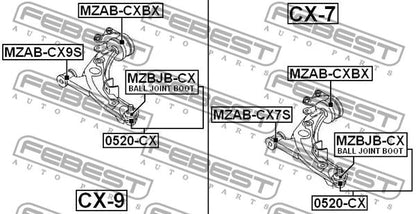 FEBEST 2007-2012 Mazda CX-7 Front Control Arm Rear Bushing MZAB-CXBX