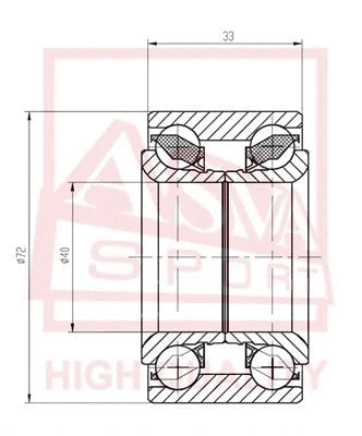 Febest 2002-2006 Suzuki Aerio Front Wheel Bearing DAC40720036