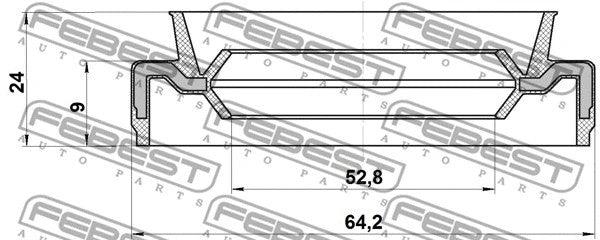 FEBEST 1995-2004 Toyota Tacoma Oil Seal Rear Hub 52.8x64.2x9x24 95EAY-54640924X