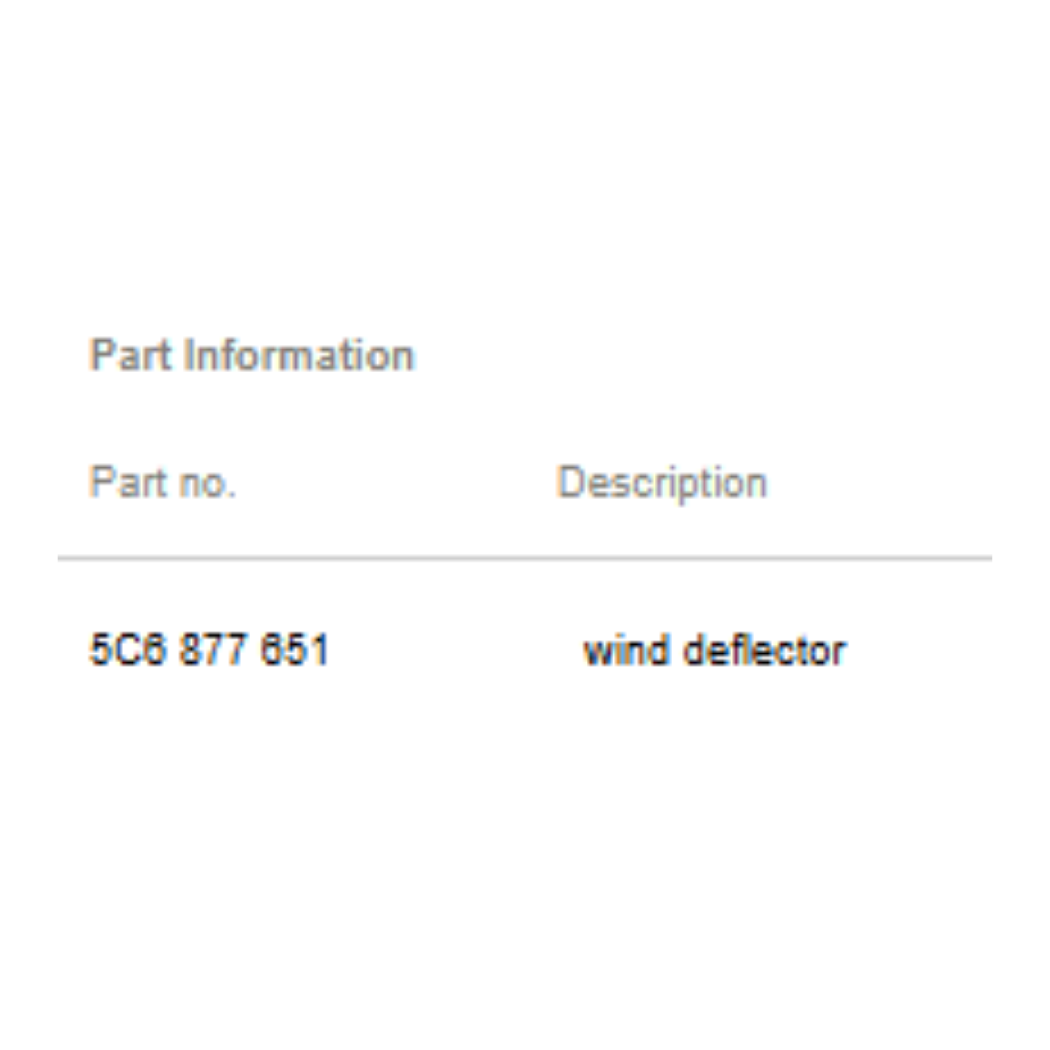 2011–2015 VW Jetta Sunroof Deflector Used OEM 5C6877651