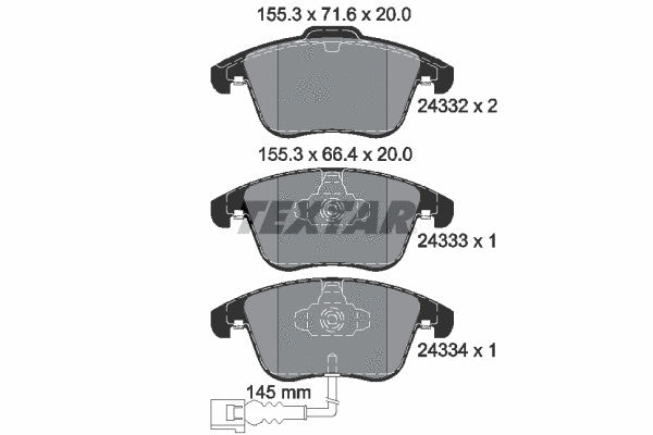 TEXTAR 2015-2018 Volkswagen Tiguan Brake Pad Set 2433301