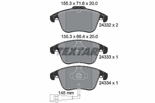 TEXTAR 2015-2018 Volkswagen Tiguan Brake Pad Set 2433301