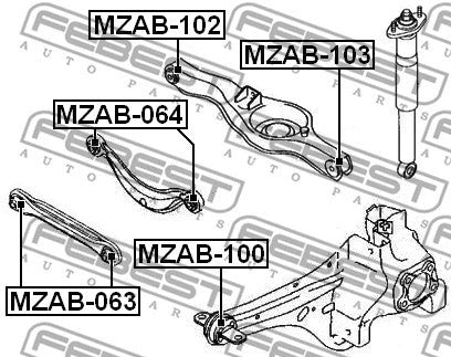 FEBEST 2007-2012 Mazda CX-7 Rear Trailing Arm Bushing MZAB-100