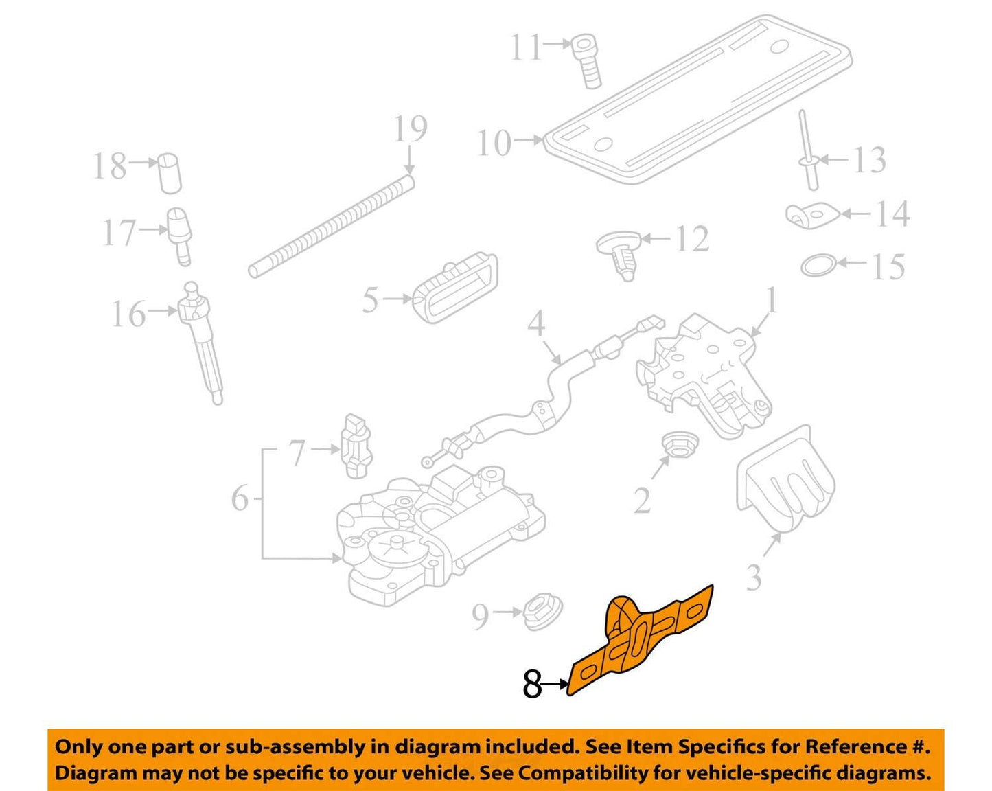 2019-2025 Audi A7 Liftgate Lock Striker Plate Lower 4K8827507