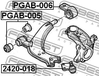 FEBEST 2008-2023 Peugeot Partner Front Arm Bushing Kit PGAB-005