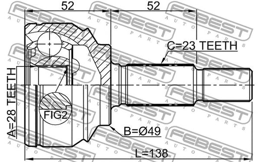 FEBEST 2015-2018 Renault Logan Outer Cv Joint 2410-LOGII