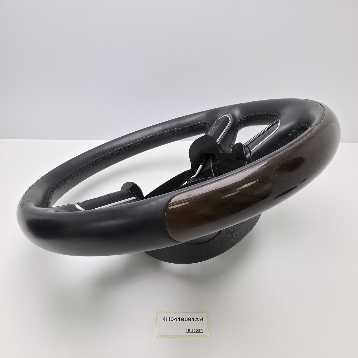 2014-2017 Audi A8 D4 Leather Wood Steering Wheel with Shift Paddles 4H0419091AH