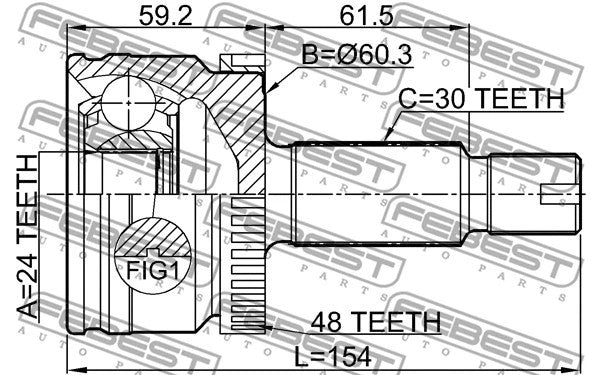 Febest 2015 Hyundai Tucson Joint Kit Drive Shaft 1210-D7A2WA48